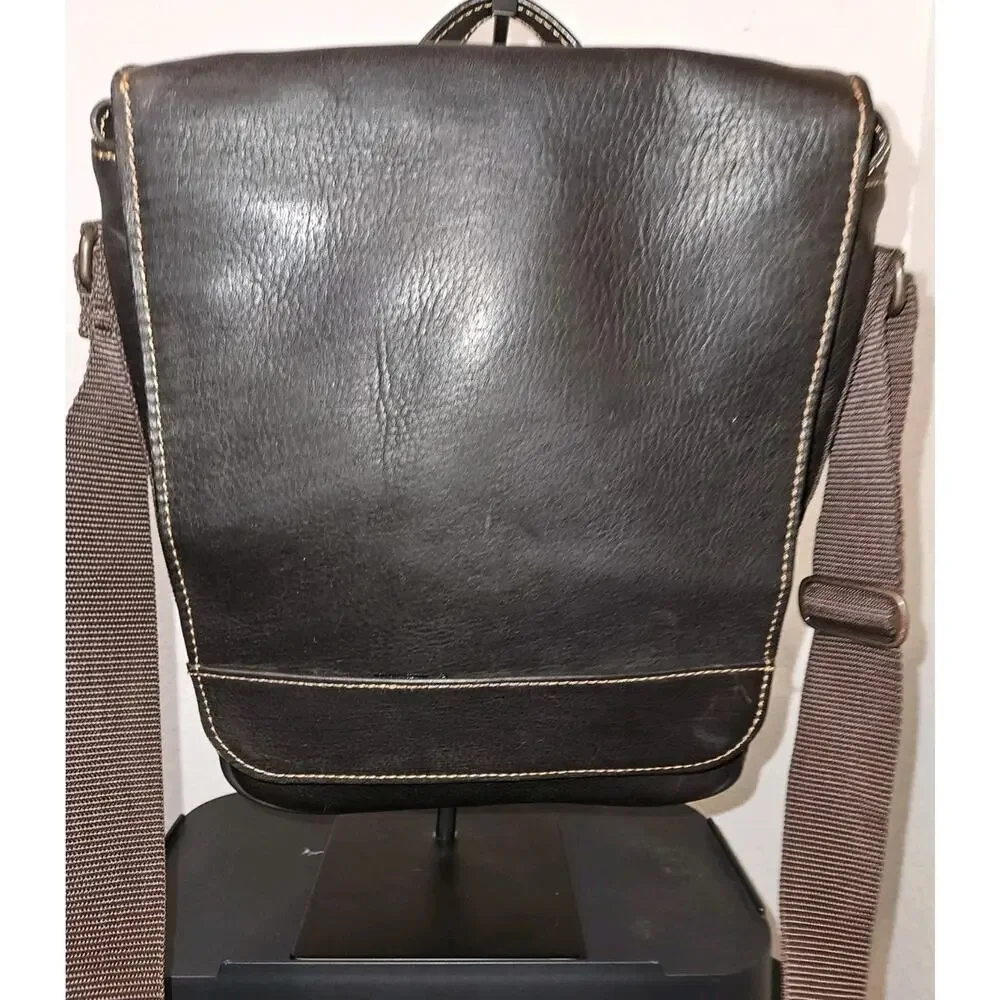Wilsons Leather Shoulder Crossbody Brown Small Messenger Saddle Bag Travel Work